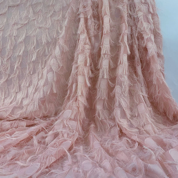 Dobby Fringed Chiffon - Light Pink