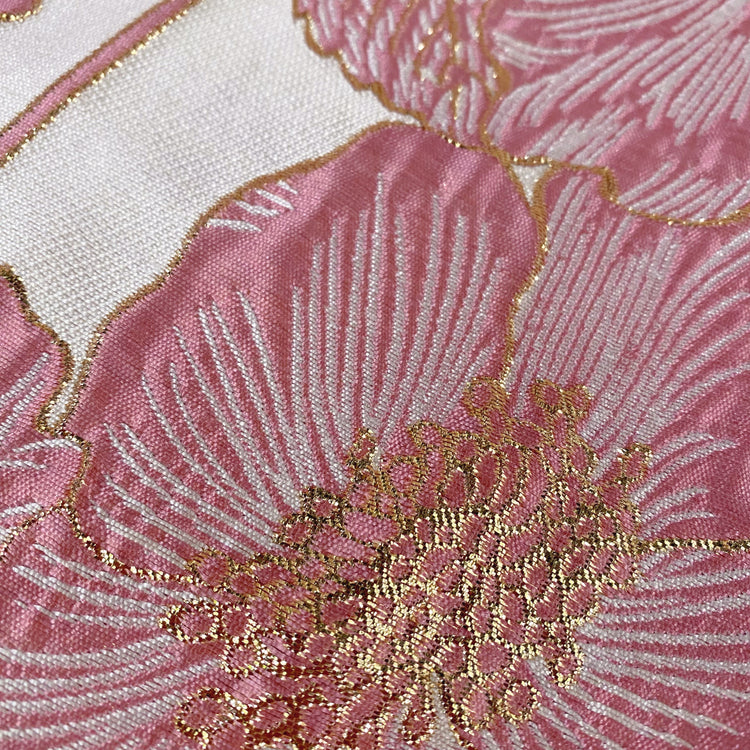 Hibiscus Ripple Brocade - Metallic - Gold/Pink