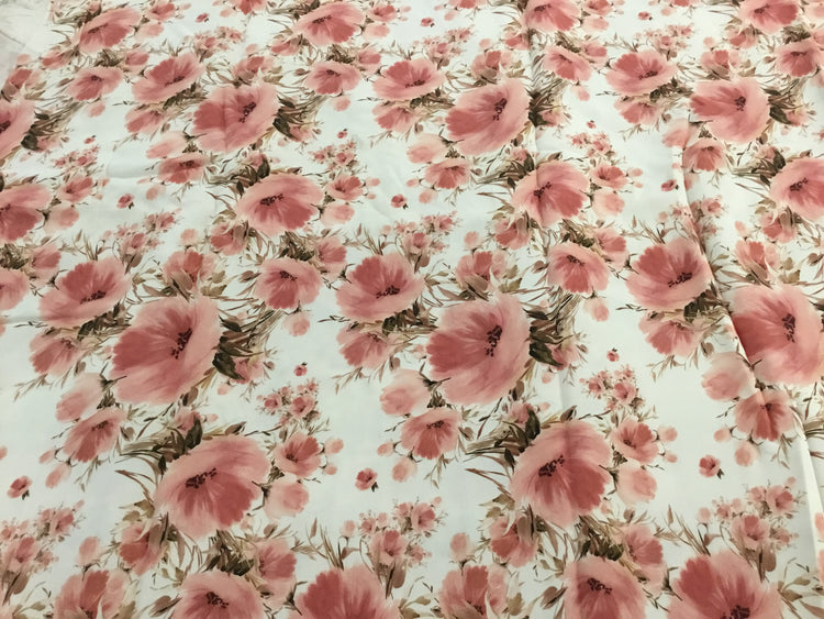 Ornate Rose Twill - Pale Pink/Rosy Brown