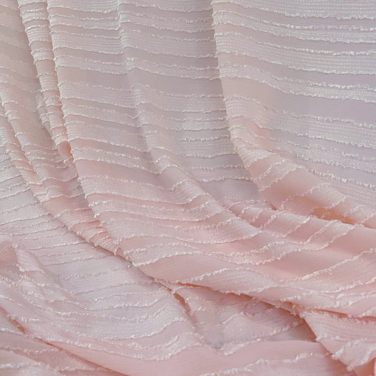 Flange Striped Sheer Crepon - Light Pink