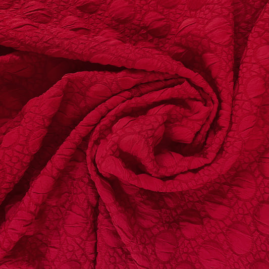 Stretch Bubble-Wrap Double Weave - Crimson