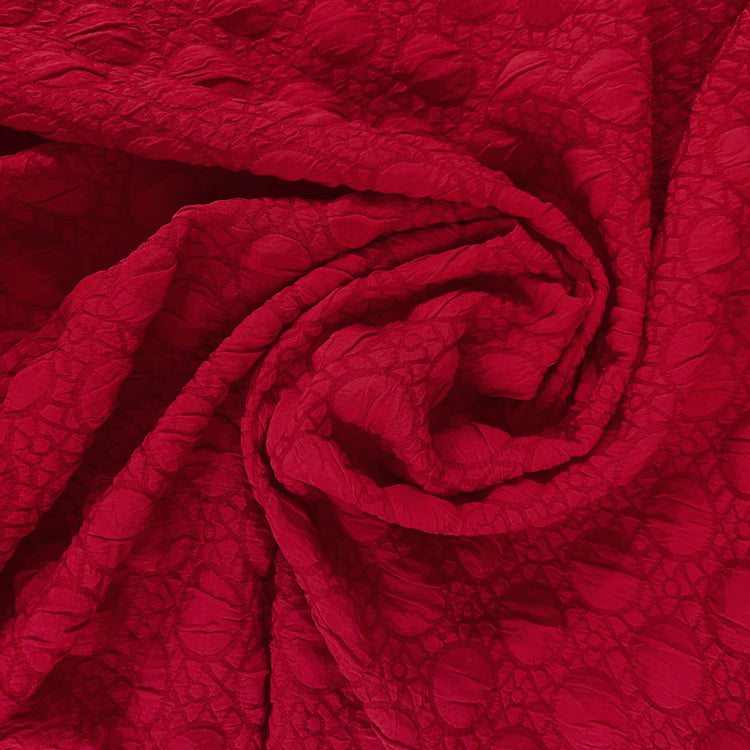 Stretch Bubble-Wrap Double Weave - Crimson