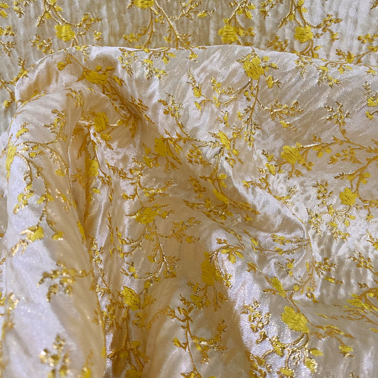 Floral Blossom Brocade - Metallic - Gold/Lemon Yellow