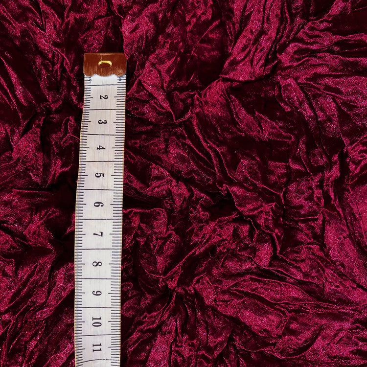 Crushed Shibori Plisse Satin - Crimson Red