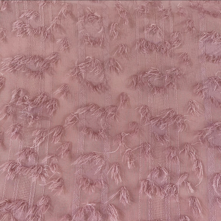 Striped Dobby Fringed Chiffon - Pale Pink