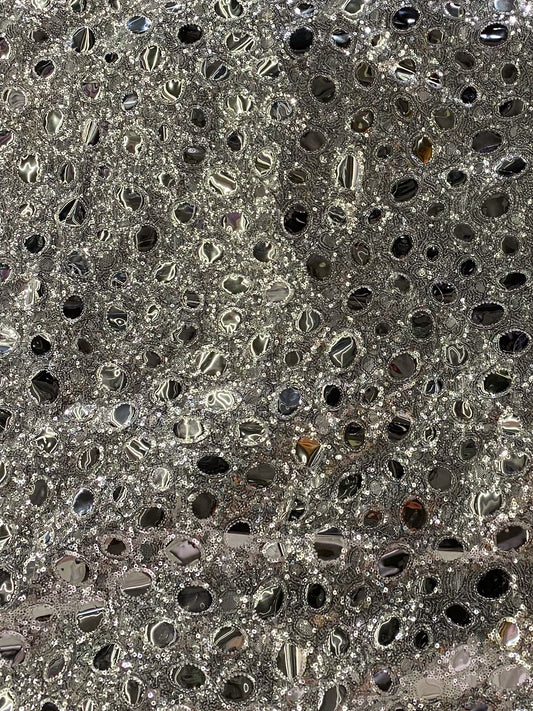 Silver ‘Mirror’ Sequin Appliqué Net