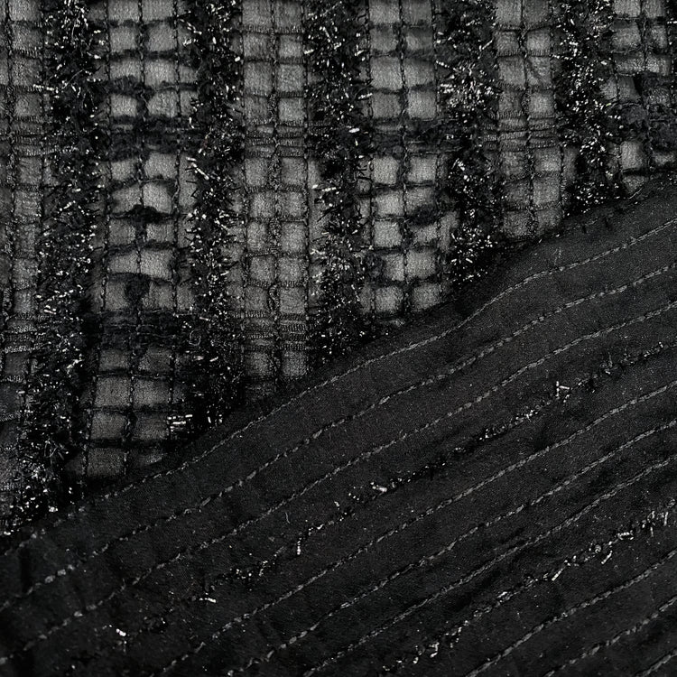 Woven Chiffon Appliqué - Black/Metallic