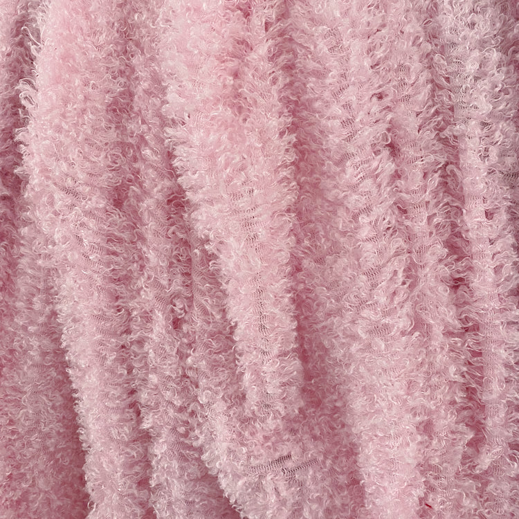 Curled Pile Weft-Knit - Light Pink