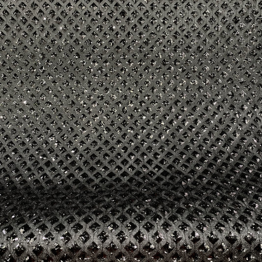 Diamond Sequinned Poly/PET Fine Boucle Knit - Black