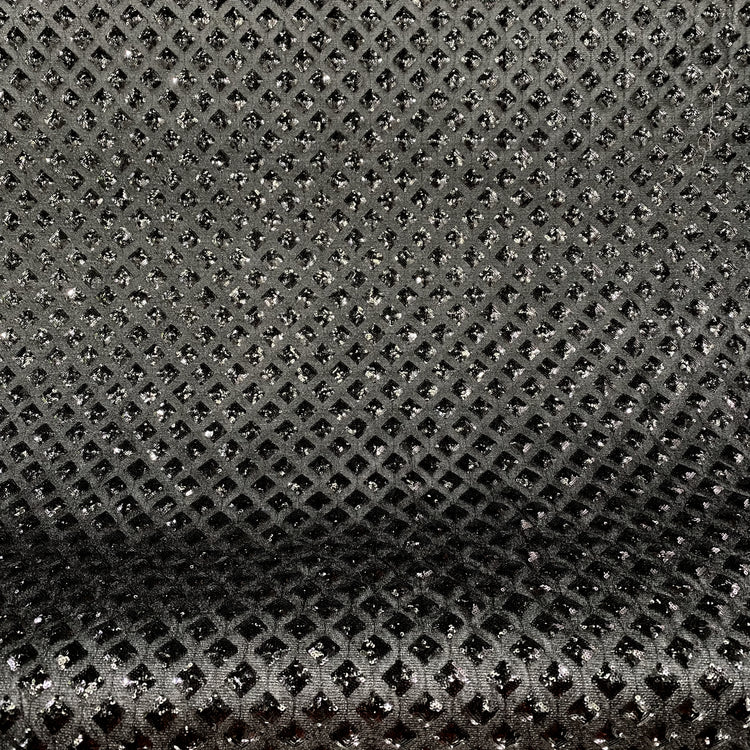 Diamond Sequinned Poly/PET Fine Boucle Knit - Black