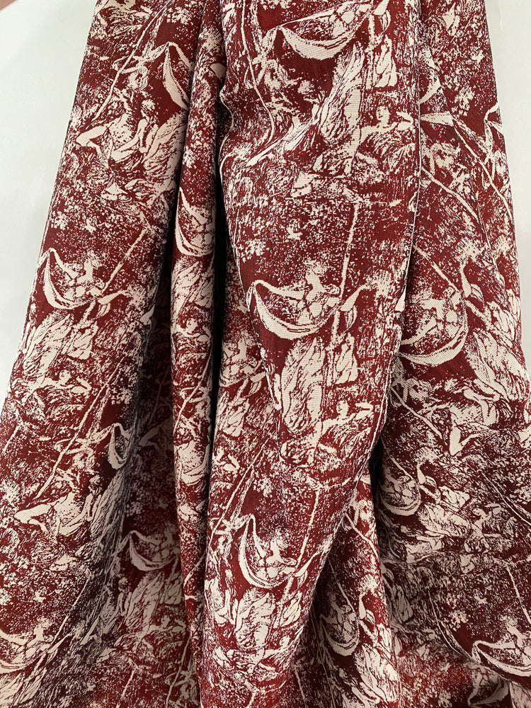 Baroque Garden Poly/Cotton Jacquard - Dark Red