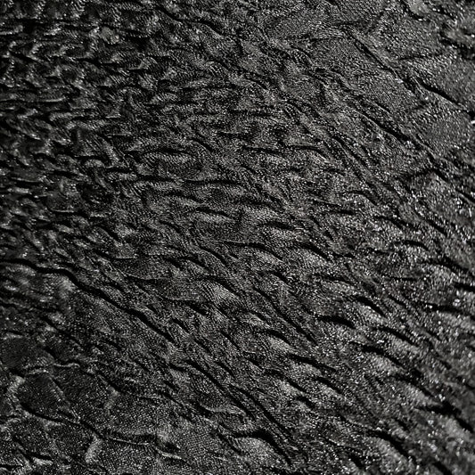 Bonded Satin - Crinkle Waves - Black
