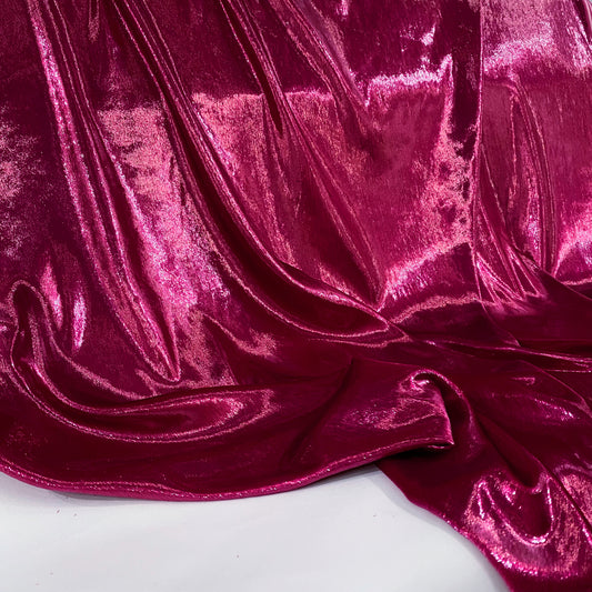 Brushed Metallic Long-pile Velvet - Deep Pink