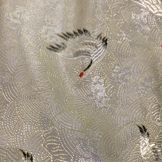 Edo Crane Cloud Satin Jacquard -  Silver