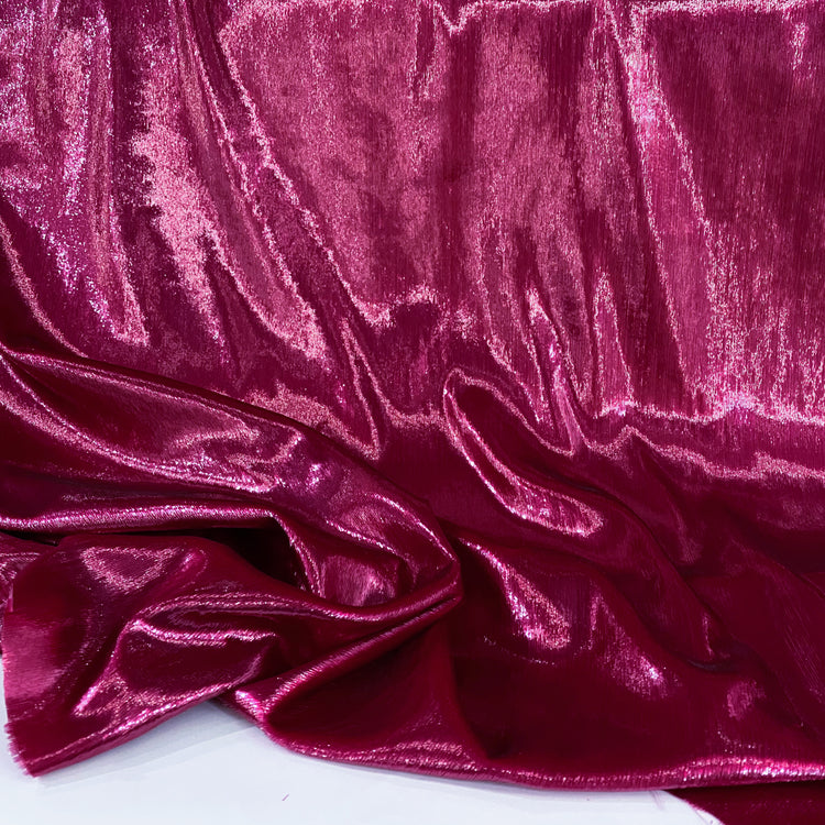 Brushed Metallic Long-pile Velvet - Deep Pink