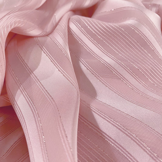Sheer Stripe Lurex Chiffon - Pink