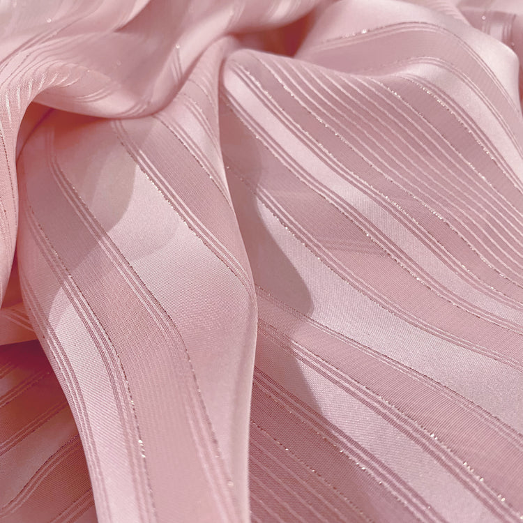 Sheer Stripe Lurex Chiffon - Pink