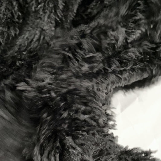 Chevron Cut Pile Faux Ostrich Feather Fur - Black