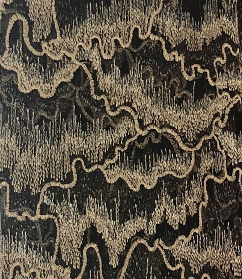 Japanese Maple Flora Embroidered Tulle - Goldenrod/Black