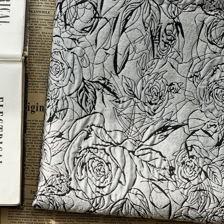 Raised Rose Garden Jacquard - Smoke Grey/Black