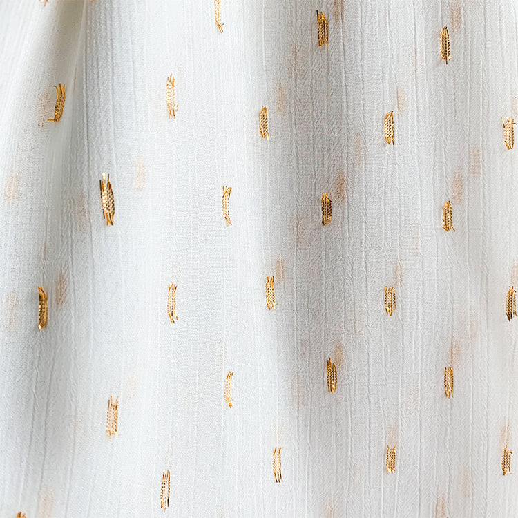 Metallic Dobby Chiffon - White/Gold