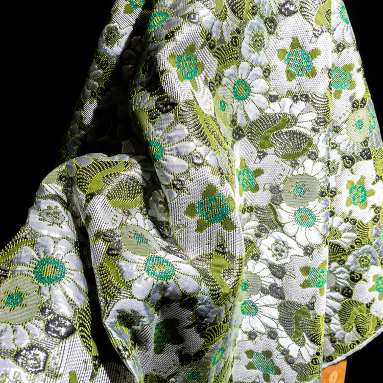 Floral Pop Nouveau Cotton/Poly Brocade - Ivory/Olive