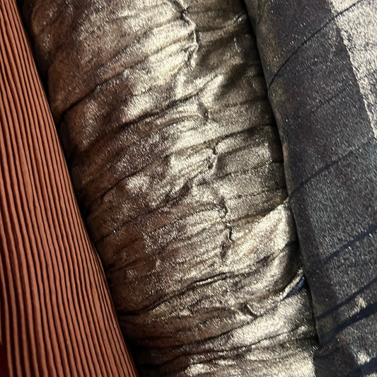 Foiled Crinkled Chiffon - Gold/Black