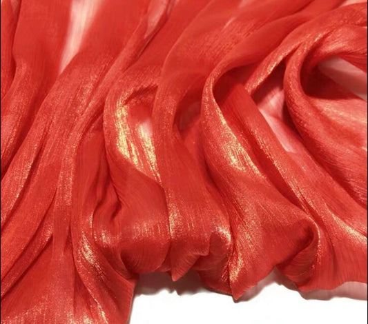 Liquid Steel Organza - Crimson