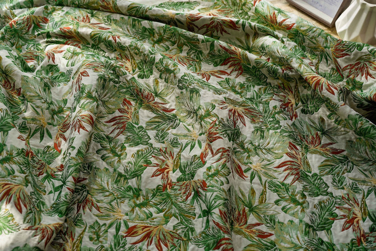 Birds of Paradise Jacquard - Green/Fire Brick Red