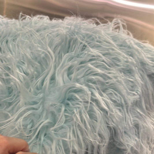 Faux Mongolian Fur - Long Pile -  Baby Blue