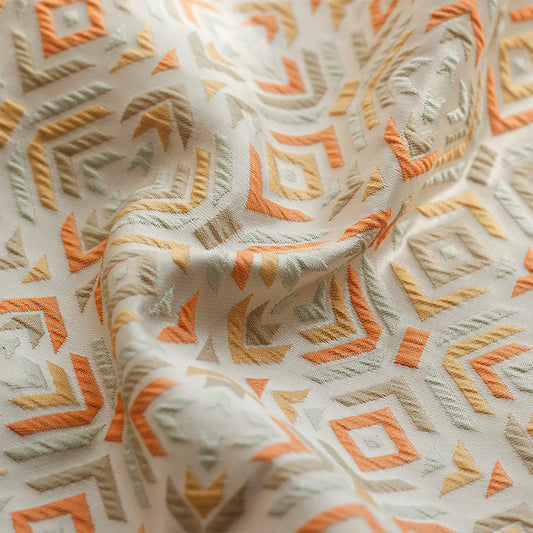 Geometric Abstract Jacquard - Orange/Beige
