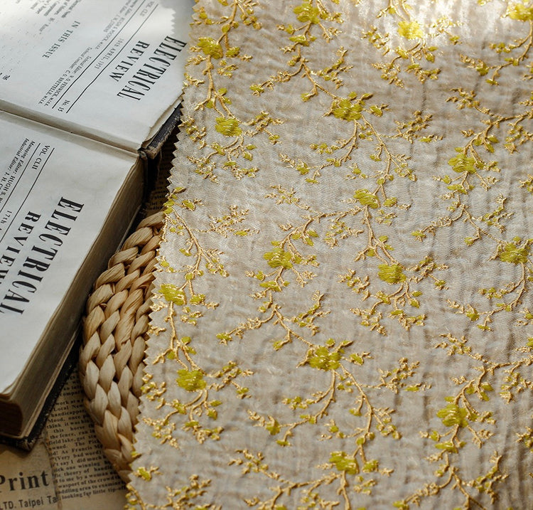 Floral Blossom Brocade - Metallic - Gold/Lemon Yellow