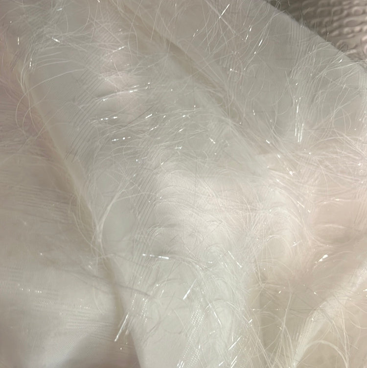 Fringe Striped Sheer Gauze - White