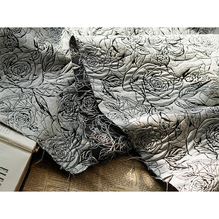Raised Rose Garden Jacquard - Smoke Grey/Black