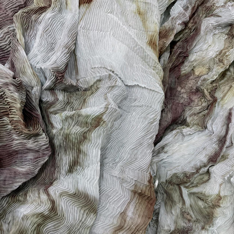 Wetlands Chiffon Plisse - Dark Olive/Rosy Brown