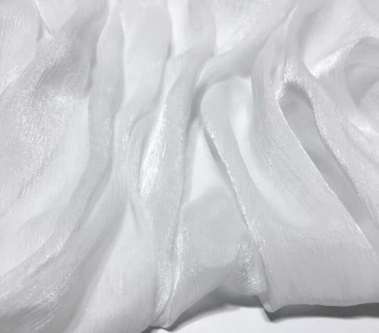 Liquid Steel Plisse Organza - White