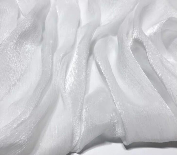 Liquid Steel Plisse Organza - White