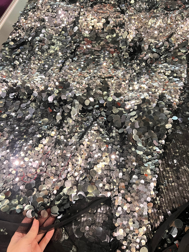 Silver Hour Sequined Tulle - Silver/Black