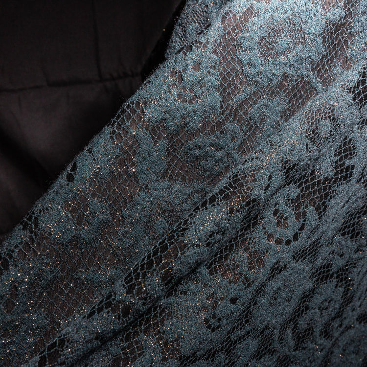 Floral Lace Jacquard - Deep Sea Green/Black