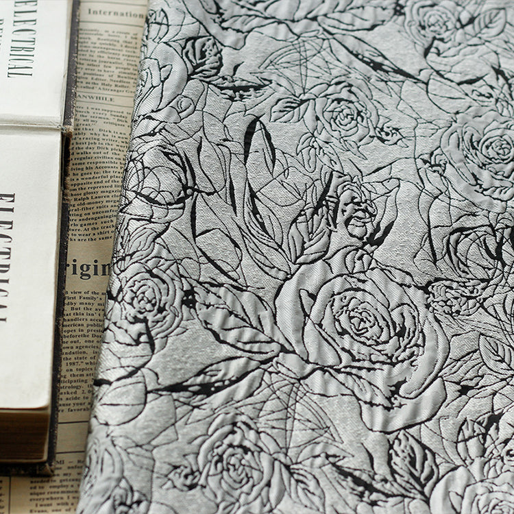 Raised Rose Garden Jacquard - Smoke Grey/Black