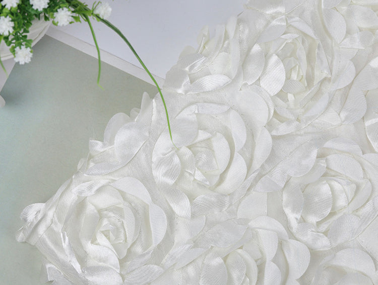3D Rose Satin - White