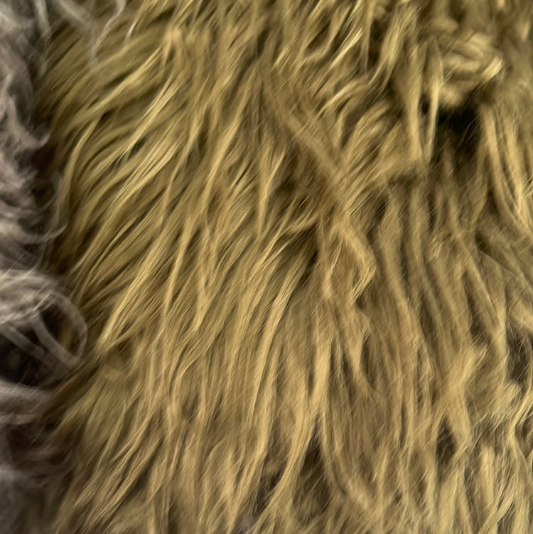 Faux Mongolian Fur - Long Pile - Olive Green