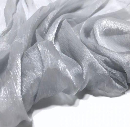 Liquid Steel Plisse Organza - Silver