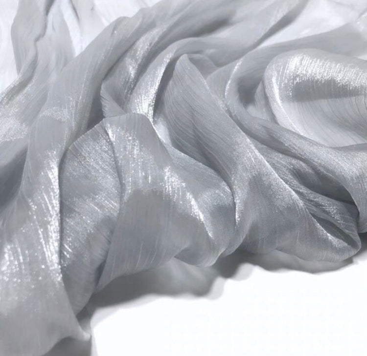 Liquid Steel Plisse Organza - Silver