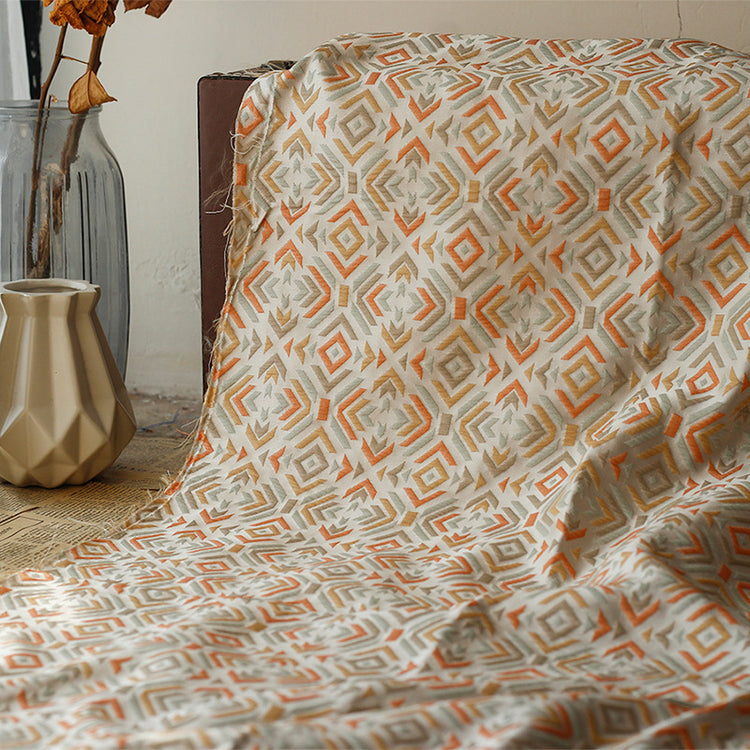 Geometric Abstract Jacquard - Orange/Beige