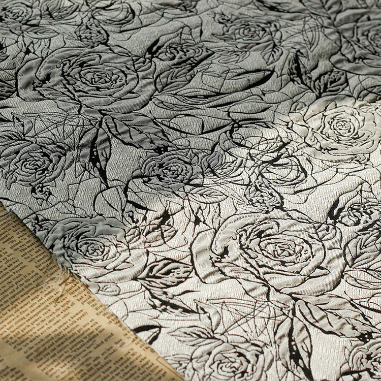 Raised Rose Garden Jacquard - Smoke Grey/Black