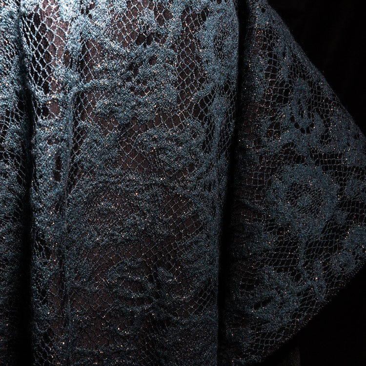 Floral Lace Jacquard - Deep Sea Green/Black