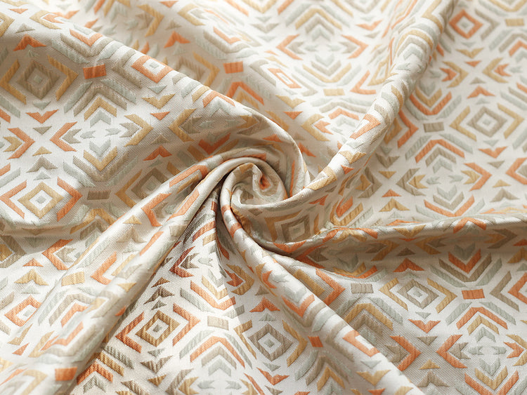 Geometric Abstract Jacquard - Orange/Beige