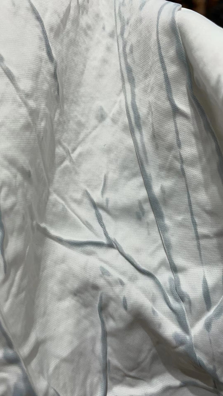 Floral Frottage Print Sateen - White/Powder Blue