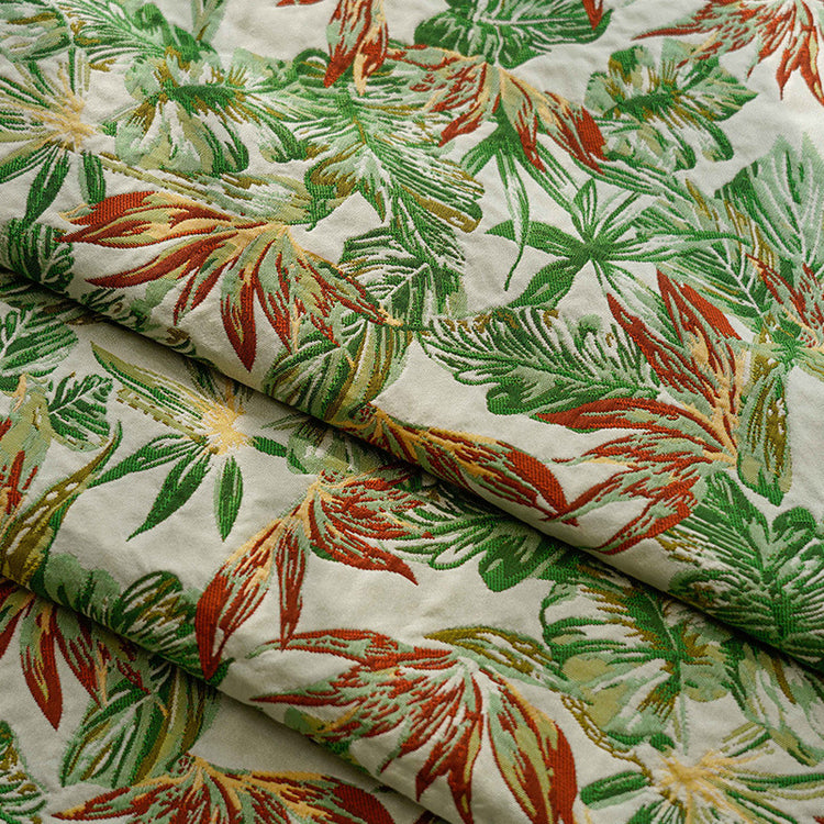 Birds of Paradise Jacquard - Green/Fire Brick Red